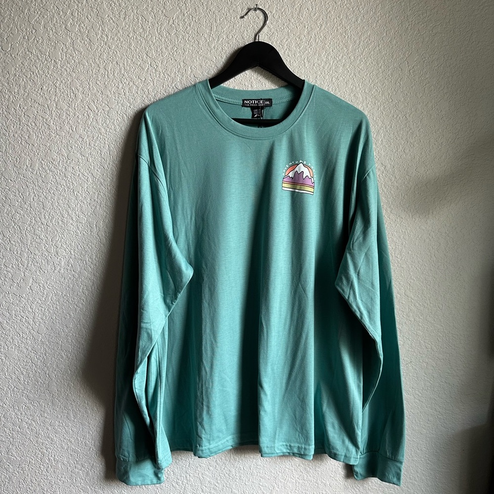 🩵🆕Notice the Reckless Teal Green Long Sleeve Relaxed Tee T-shirt ✨NWT✨